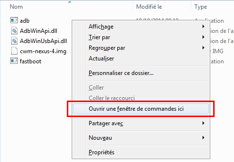 ouvrir une fenêtre de commandes dans le dossier ABD ouvrir une fenêtre de commandes dans le dossier ABD