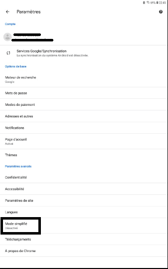 Activer le mode Simplifié Activer le mode Simplifié