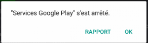 message d erreur service google play s est arrêté