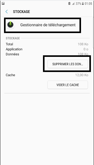 Supprimer les données du gestionnaire de téléchargement Supprimer les données du gestionnaire de téléchargement