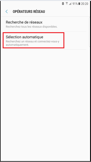 Sélection automatique d'Opérateur Réseau Sélection automatique d'Opérateur Réseau