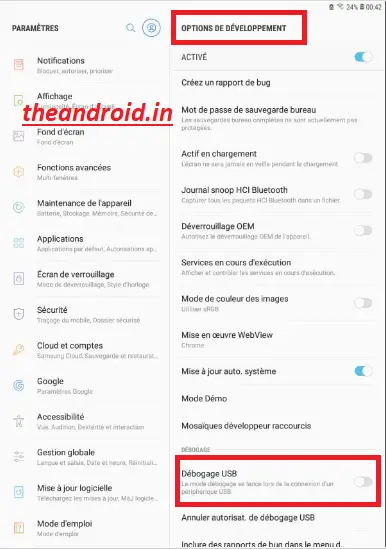 activé le débogage USB activé le débogage USB