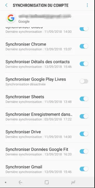 Désactiver la synchronisation du compte