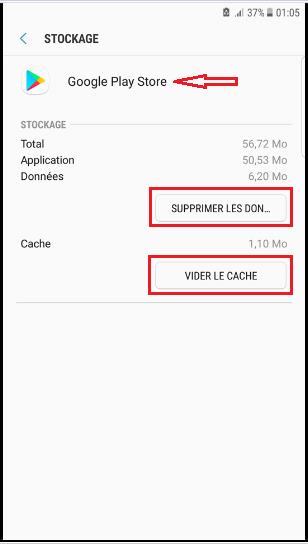 Vider le cache de Google Play Store