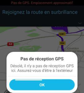 pas de signal gps waze