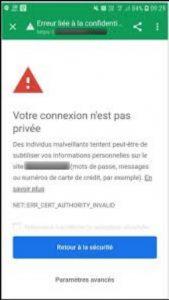 votre connexion n'est pas privée sur Android