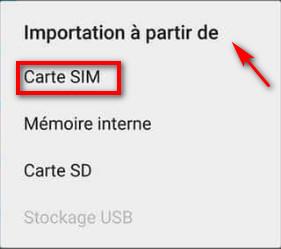 Importer des conctacts à partir d'une carte SIM